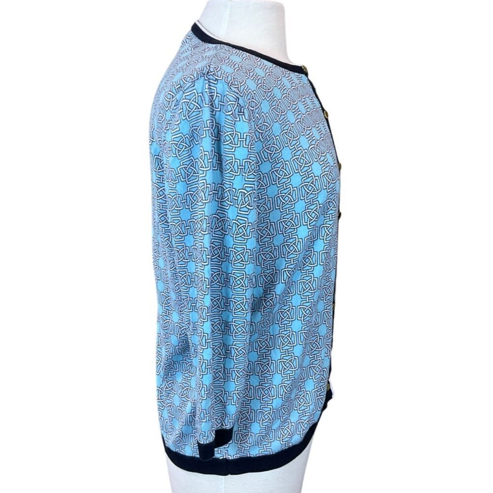 Jones New York Collection 3/4 Sleeve Geometric Print Cardigan Sweater Size L - Picture 4 of 8